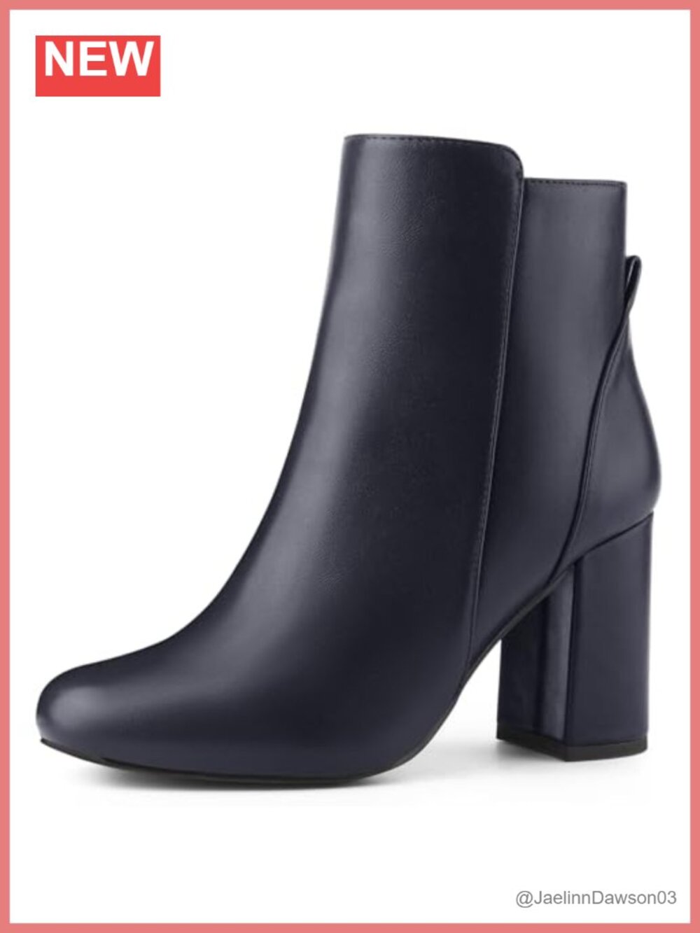 Faux Leather Round Toe Side Zip Block Heel Ankle Boots for Women